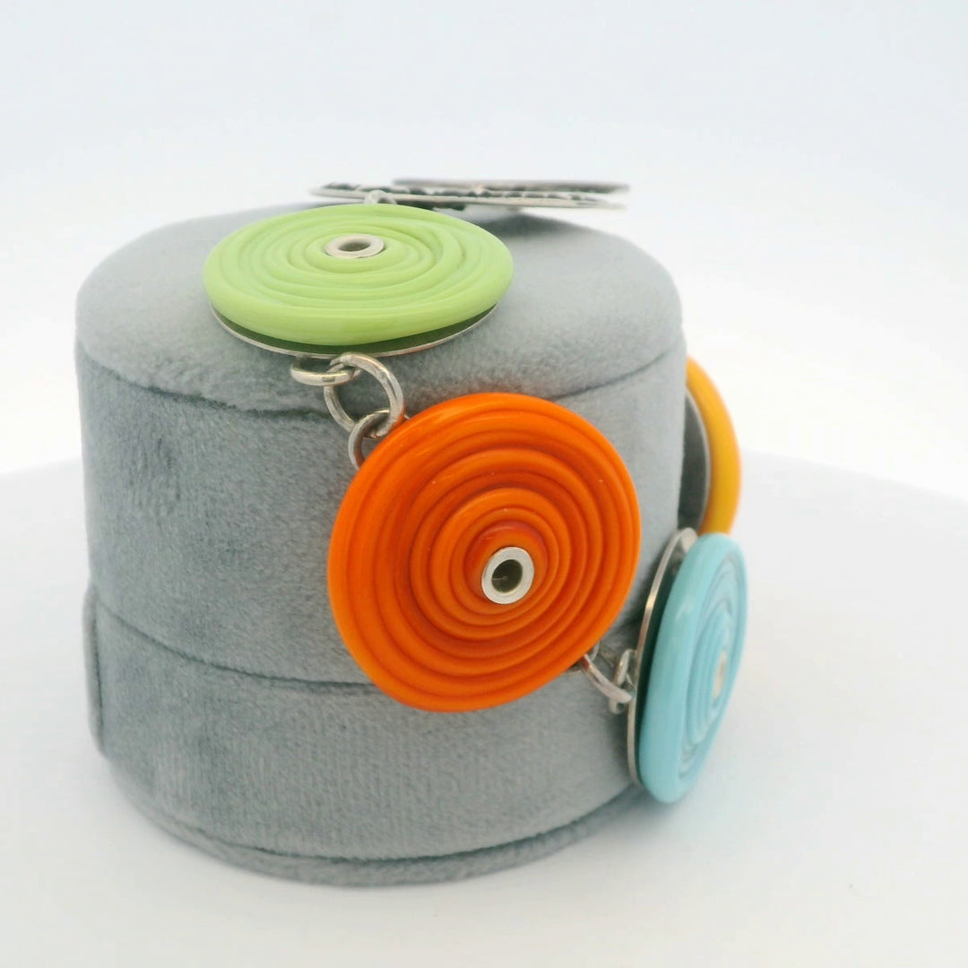 Sterling Silver Colorful Disk Bracelet