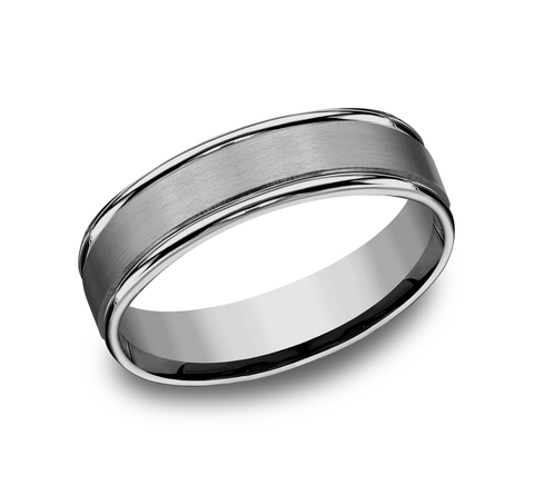 Dark Gray Tungsten Satin Comfort Fit 6mm Wedding Band