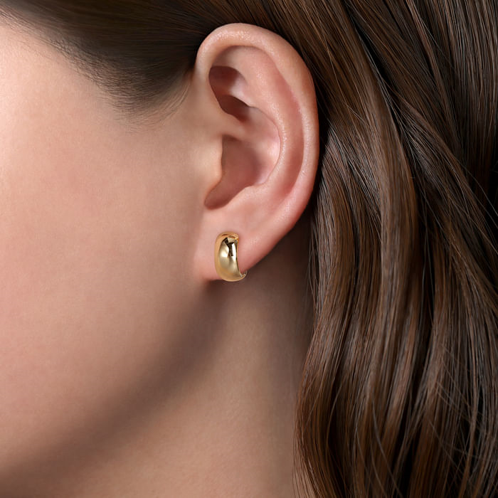14K Yellow Gold Wide Hoop Earrings
