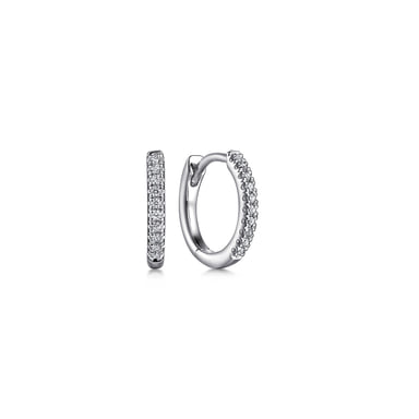 14K White Gold U-Set Diamond Huggie Earrings 12mm (0.08 ctw)