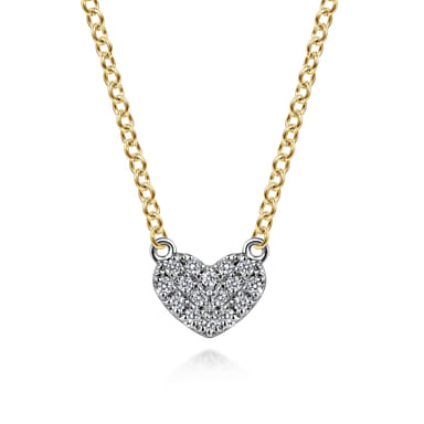 14K White & Yellow Gold Diamond Heart Necklace (0.07 ctw)