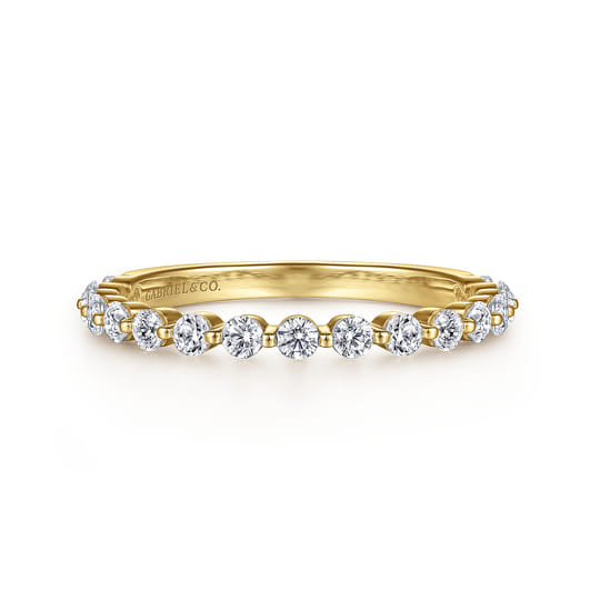 14K Yellow Gold Single Prong Diamond Anniversary Band