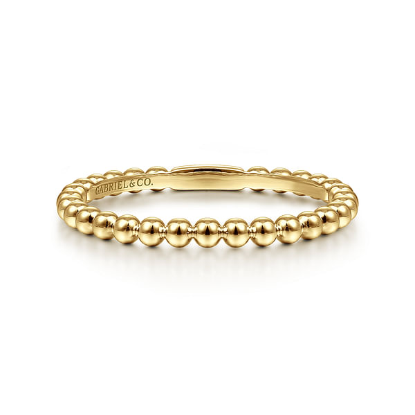 14K Yellow Gold 1.7mm Beaded Stackable Band