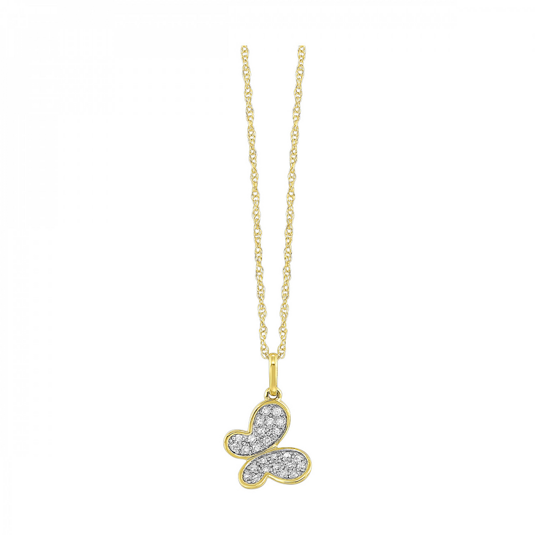 10K Yellow Gold 0.05CTW. Natural Diamond Themed Pendant Necklace