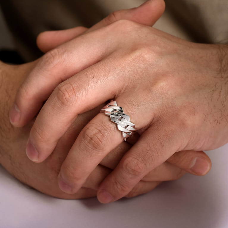 Chain Link Band Ring in Sterling Silver