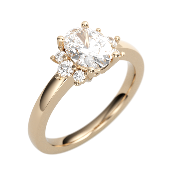 14K Rose Gold Accented Straight Oval Diamond Semi-Mount Ring .21CTW.