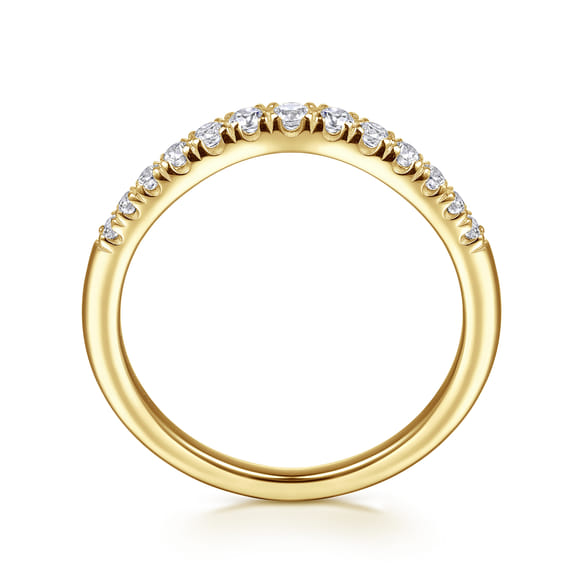Curved-14K Yellow Gold Diamond Anniversary Band