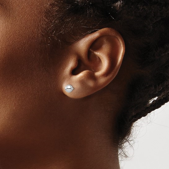 14K White Gold 6mm Fashion Stud Earrings