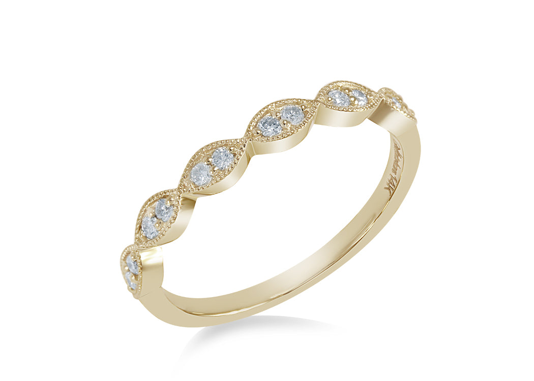 14K Yellow Gold 0.15CTW Natural Diamond Wedding Band