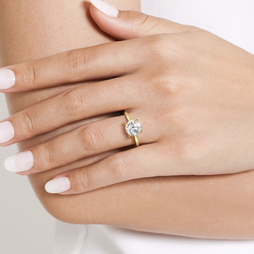 14K Yellow Gold Solitaire Straight Round Diamond Semi-Mount Ring