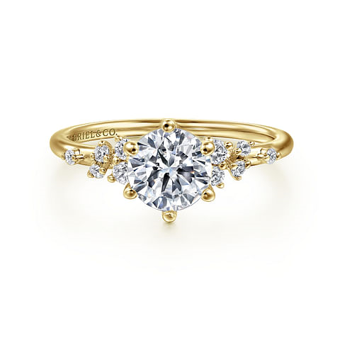 14K Yellow Gold Accented Round Diamond Semi-Mount Ring .17CTW.