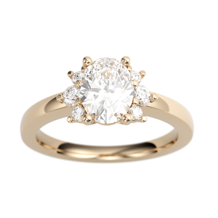 14K Rose Gold Accented Straight Oval Diamond Semi-Mount Ring .21CTW.