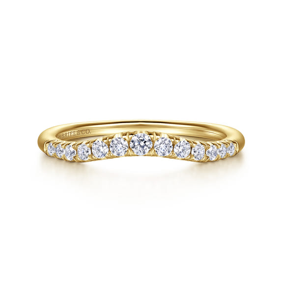 Curved-14K Yellow Gold Diamond Anniversary Band