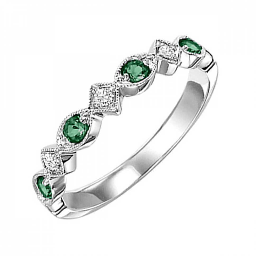 Emerald stacking ring white gold discount