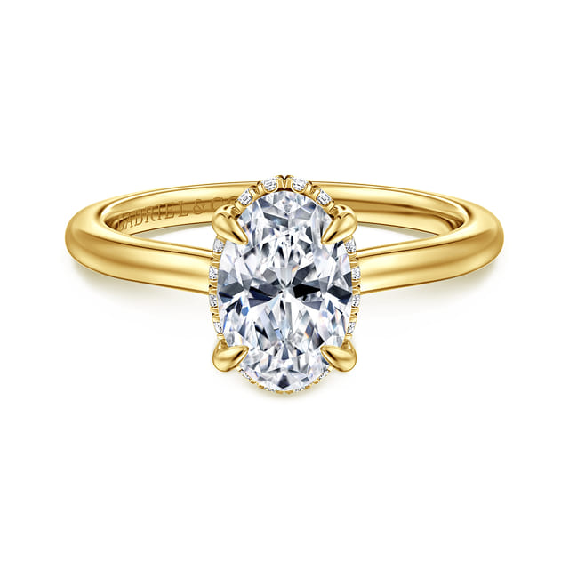 14K Yellow Gold Oval Halo Engagement Ring Setting