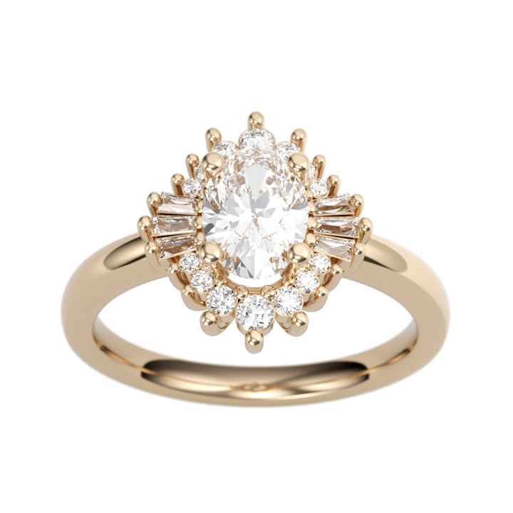 14K Rose Gold Halo Oval Diamond Semi-Mount Ring .19CTW.