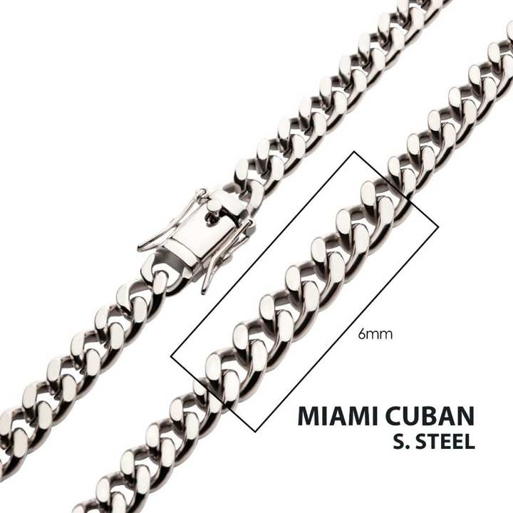 6mm Steel Miami Cuban Chain Necklace 22"