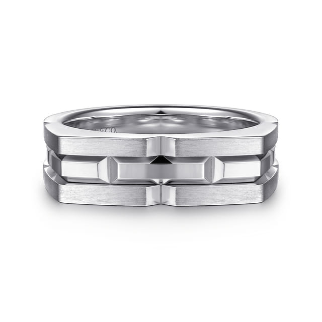 Sterling Silver Wide Geometric Band