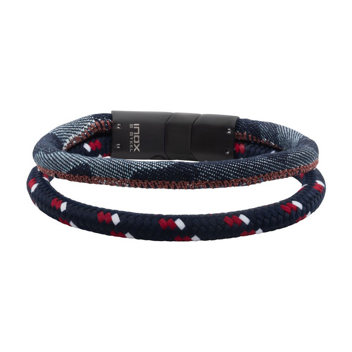 Red, White & Blue Nylon and Denim Layered Bracelet