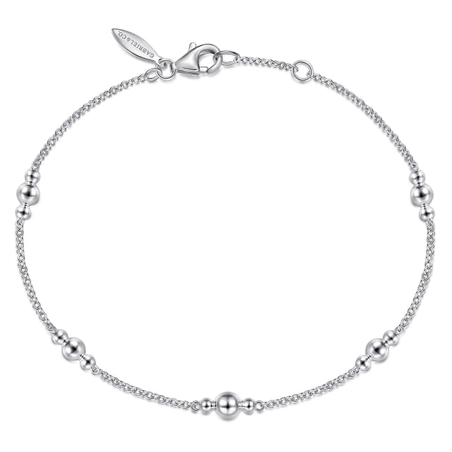 Sterling Silver Beaded Station Bracelet