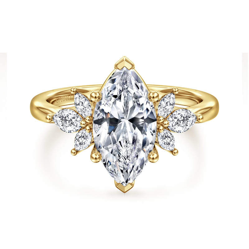 14K Yellow Gold Marquise Diamond Engagement Ring (0.35 ctw)