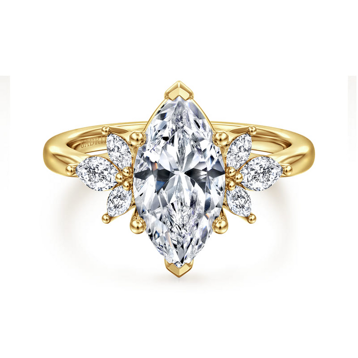 14K Yellow Gold Marquise Diamond Engagement Ring (0.35 ctw)