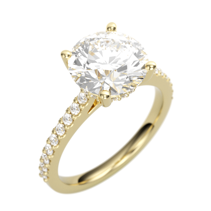 14K Yellow Gold Straight Accented Round Diamond Semi-Mount Ring .33CTW.