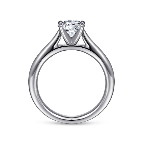 14K White Gold Solitaire Round Diamond Semi-Mount Ring