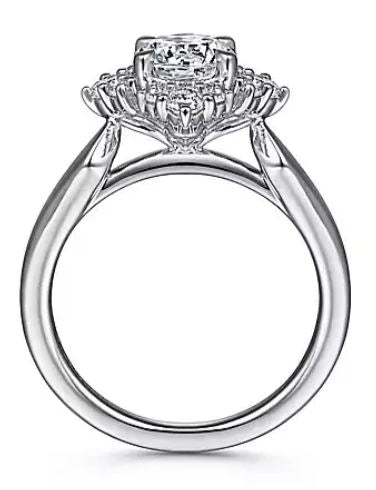 14K White Gold Accented Round Diamond Semi-Mount Ring 0.36CTW.