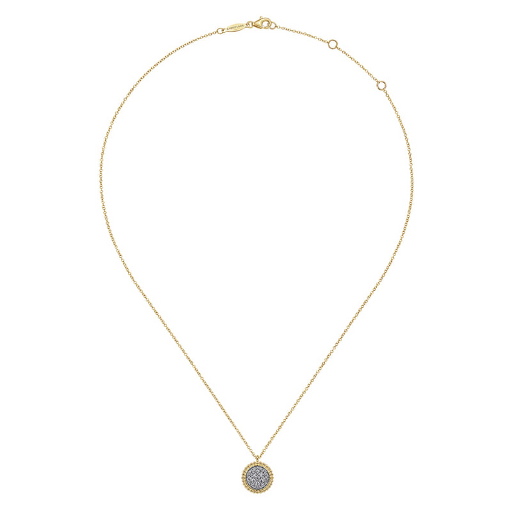 14K Yellow Gold Bujukan and Diamond Pave Pendant Necklace