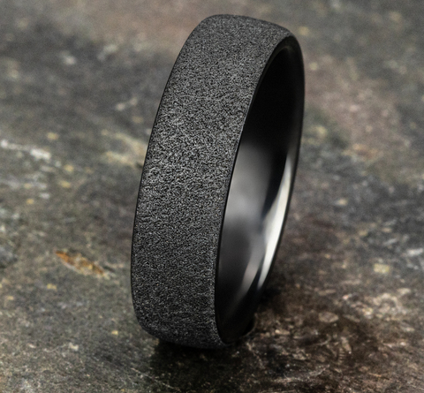 Black Titanium Concrete Matte Comfort Fit 6.5mm Wedding Band