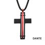 Black & Red Matte Thin Red Line Cross Pendant with Round Box Chain