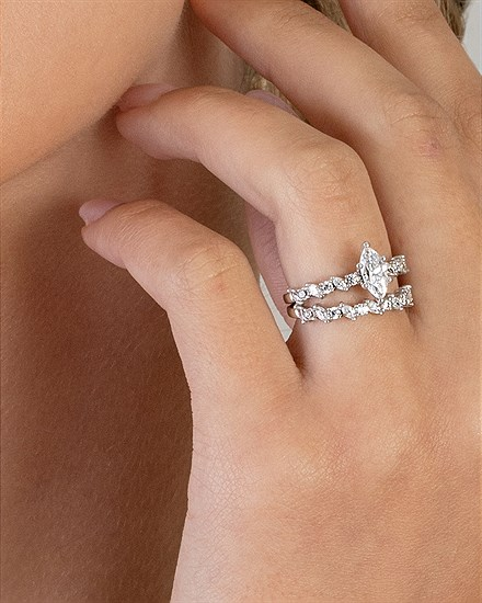 14K White Gold Marquise Diamond Engagement Ring Semi Mount (0.46 ctw)