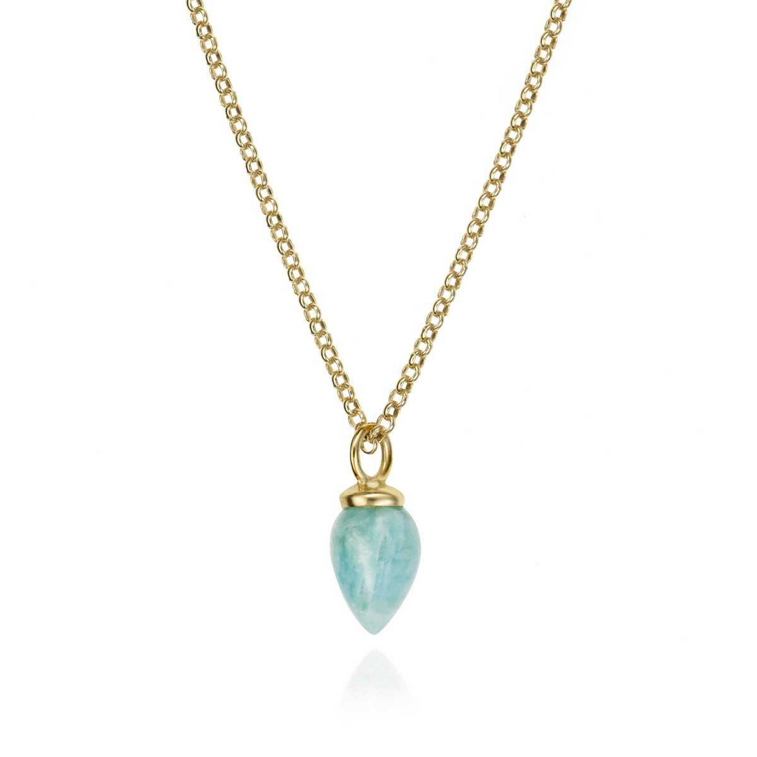Sterling Silver Natural Amazonite Pendant in 18k Gold Plating