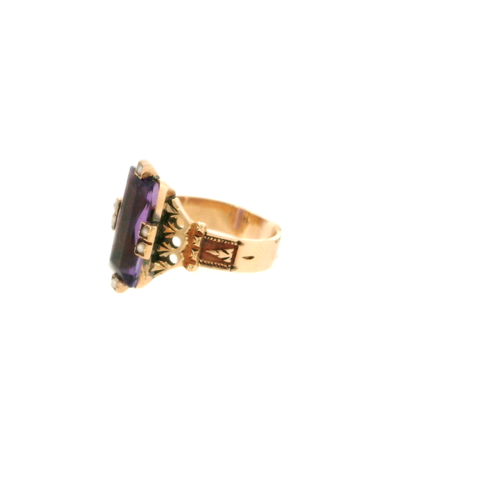 10KY PEARL / AMETHYST RING 074