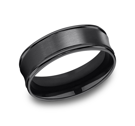 Black Titanium Satin Comfort Fit 7.5mm Wedding Band