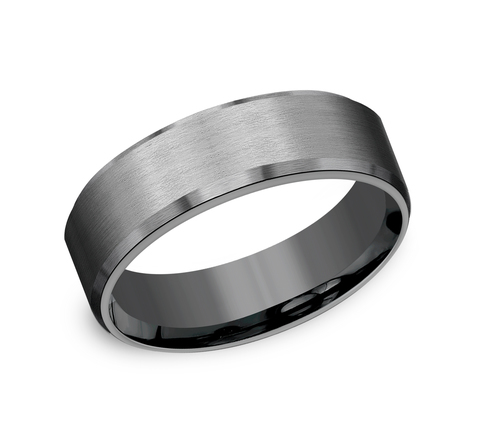 Dark Gray Tantalum Satin Comfort Fit 7mm Wedding Band