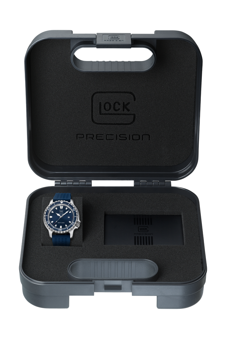GLOCK GW-44-1-22 Silver-Tone Diver Watch with Blue Strap