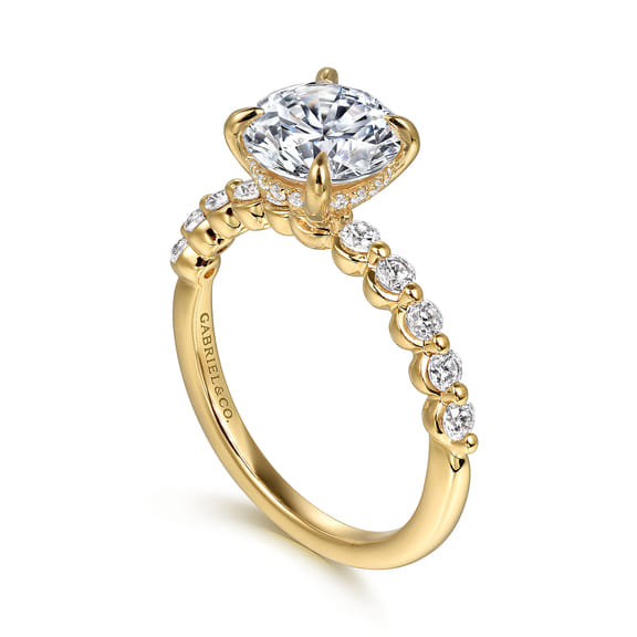 14K Yellow Gold Round Hidden Halo Diamond Engagement Ring (0.40 ctw)