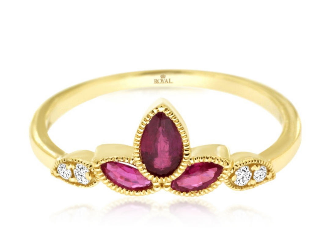14KY .06 CTW DIA / RUBY RING 0