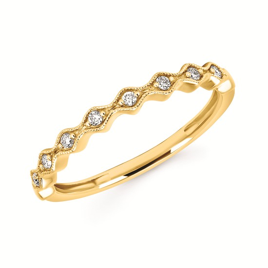 14K Yellow Gold 0.08CTW Natural Diamond Stackable Ring
