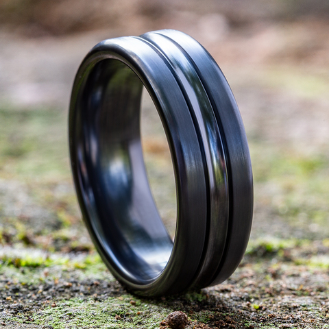 Black Titanium Satin Comfort Fit 7.5mm Wedding Band
