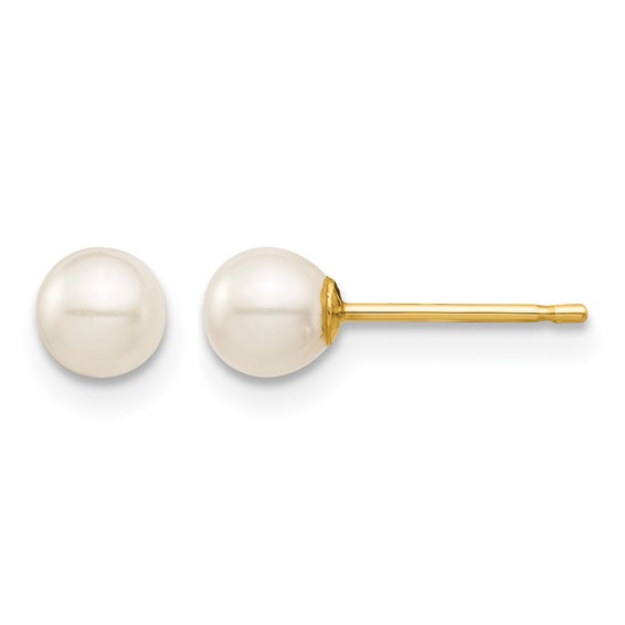 14k White Freshwater Pearl Stud Earrings