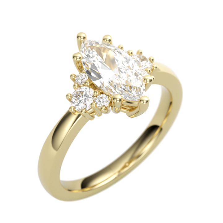 14K Yellow Gold Accented Marquise Diamond Semi-Mount Ring .29CTW.