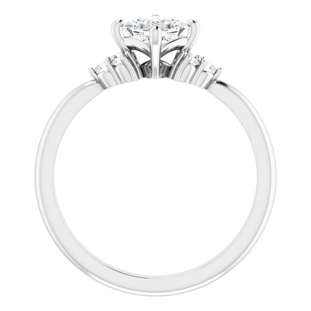 14K White Gold Accented Princess Diamond Semi-Mount Ring 0.10CTW.