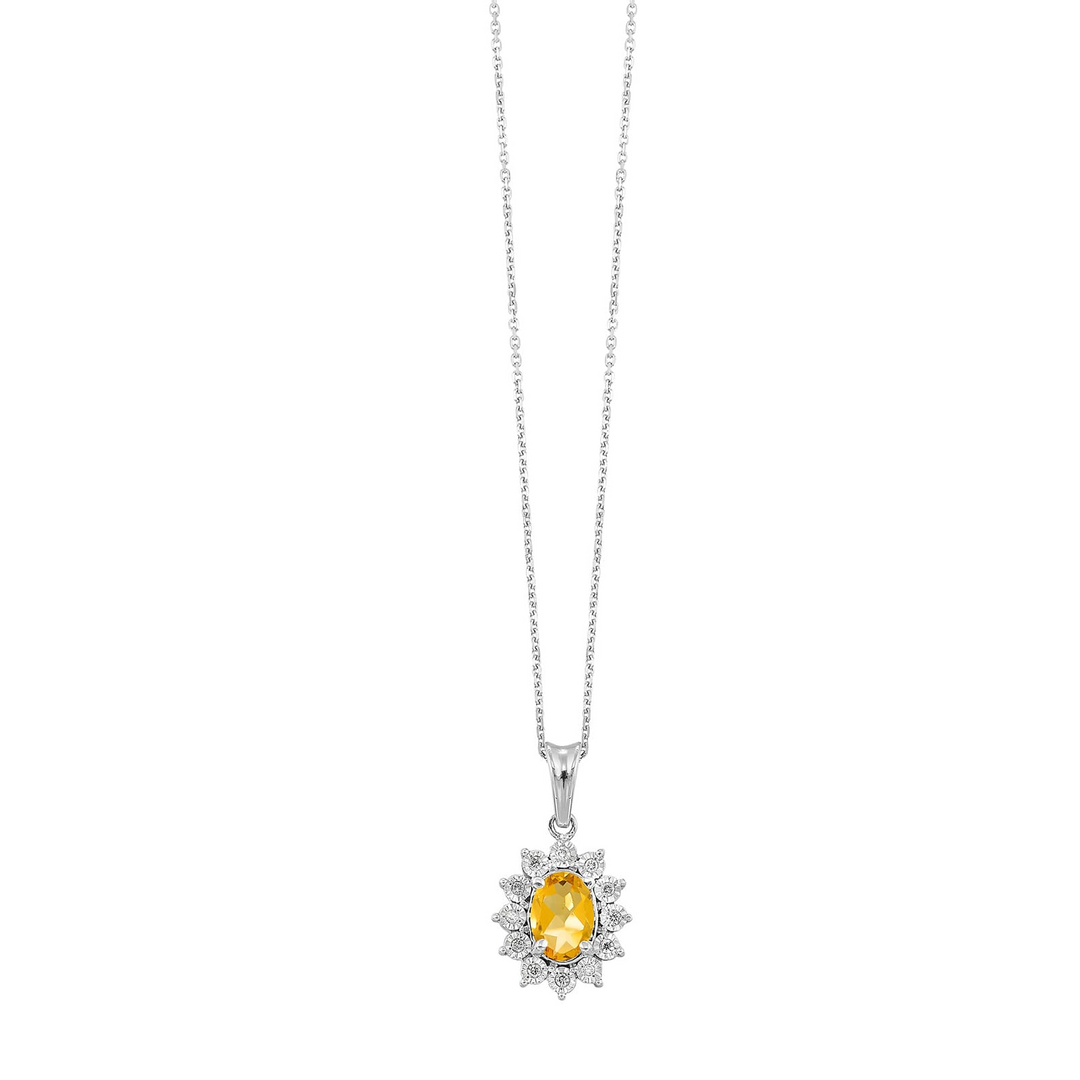 SS .05 CTW DIA / CITRINE PEND.