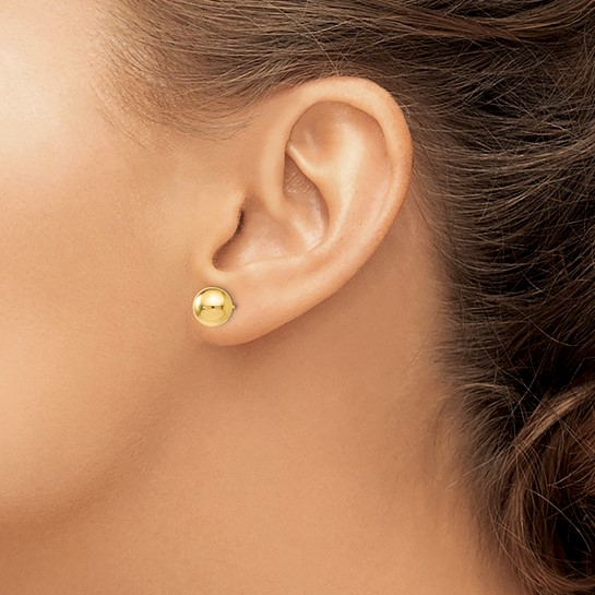 14K Yellow Gold 8MM Ball Stud Earrings