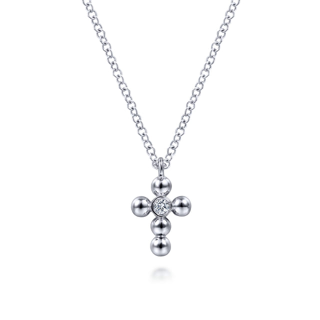 Sterling Silver Natural Diamond Pendant Necklace
