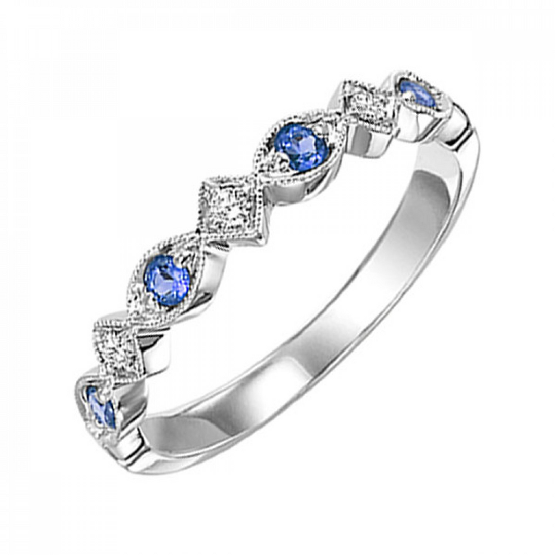 14K White Gold Natural Sapphire Stackable Ring