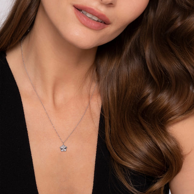 Serling Silver Diamond Pendant Necklace